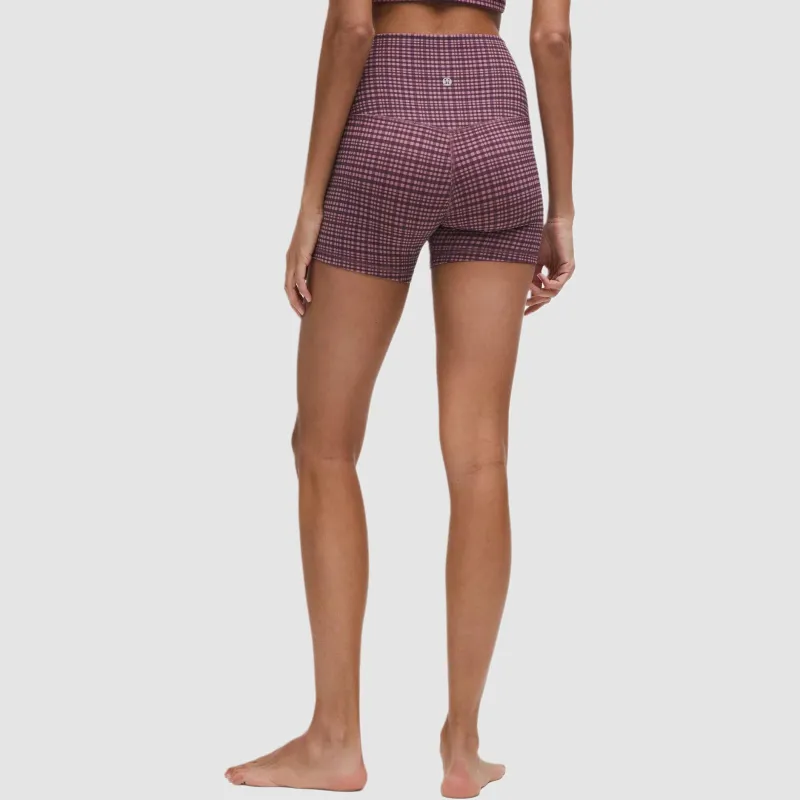 Lululemon Align™ Yoga Shorts 4' Women's Desert Rose Brown And Pink Mixed Color Light Sensation Plaid-3