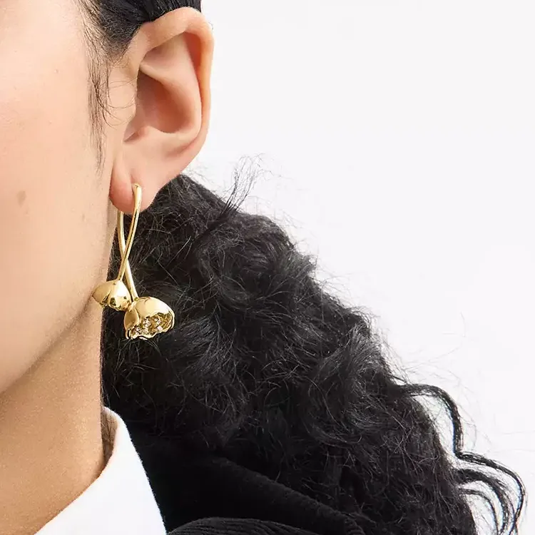 COACH Brass Plated, Glass, Cubic Zircon, Titanium Earrings Women's Gold-2
