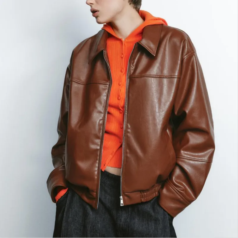 ZARA Jackets Coats Women's Leather Color-2