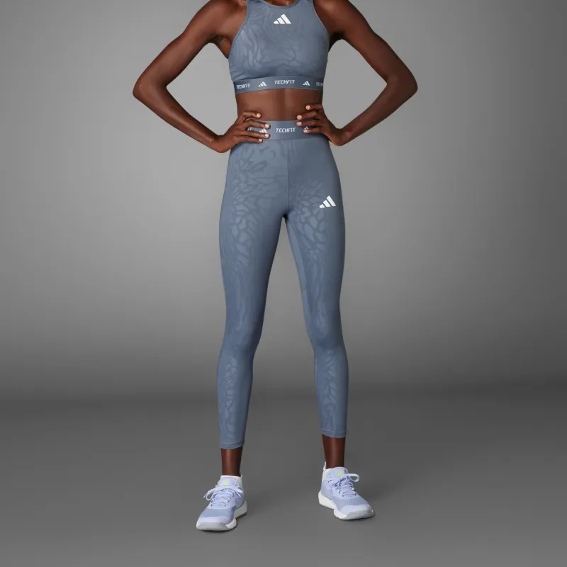 Adidas Free Shipping With AdiClub Techfit Printed 7/8 Leggings-1