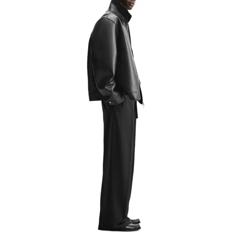 ZARA Leather Jacket Men's Black-4
