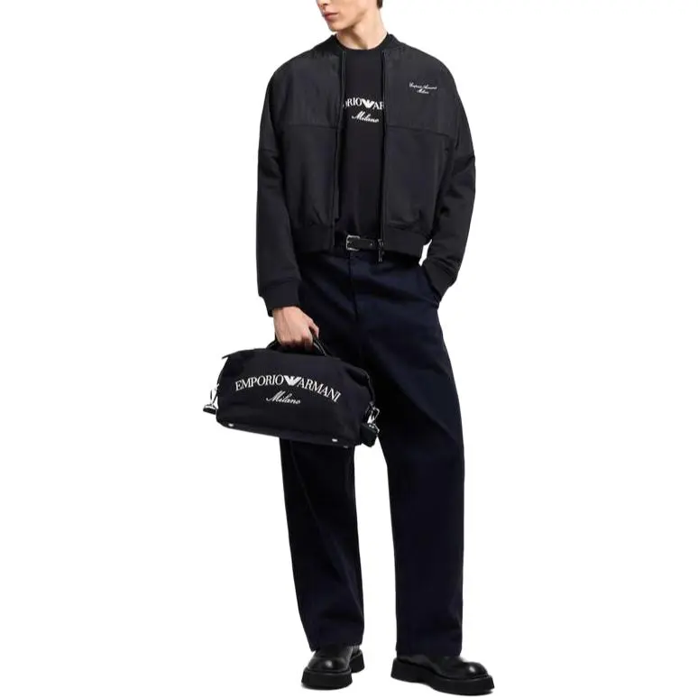 EMPORIO ARMANI Asv Zip up Sweatshirt In Nylon And French Terry Jersey With Logo Embroidery-1