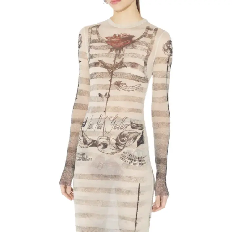 Jean Paul Gaultier Long Sleeved Dress Women's Natural-4