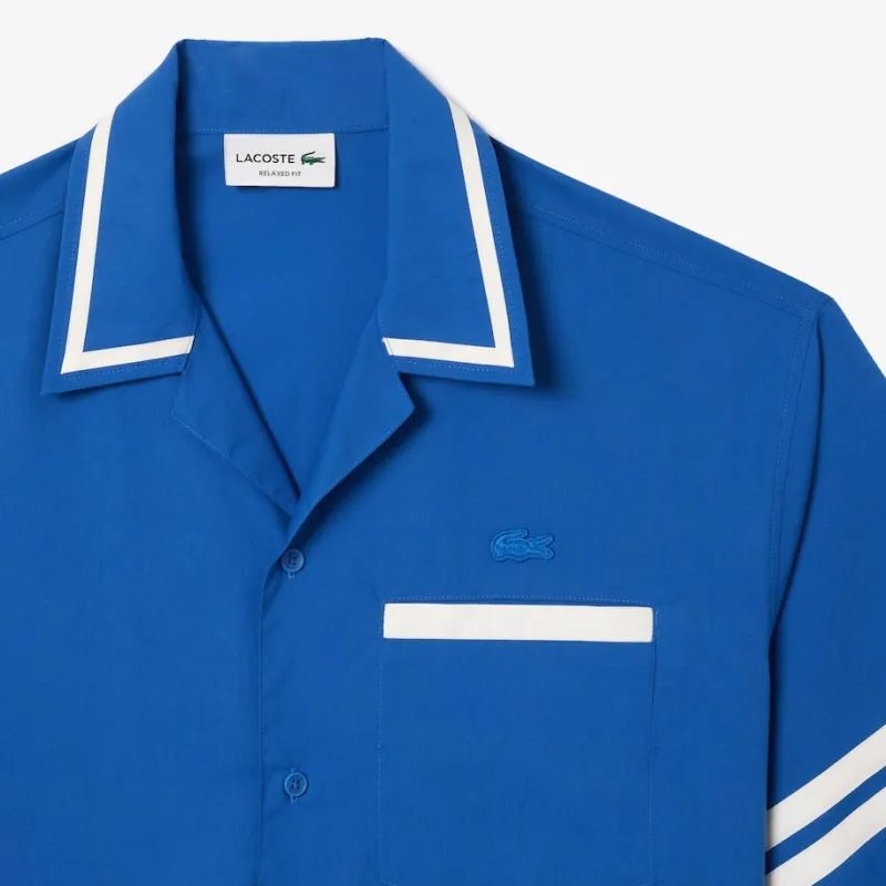 LACOSTE Shirts Men Blue With White Lettering-4