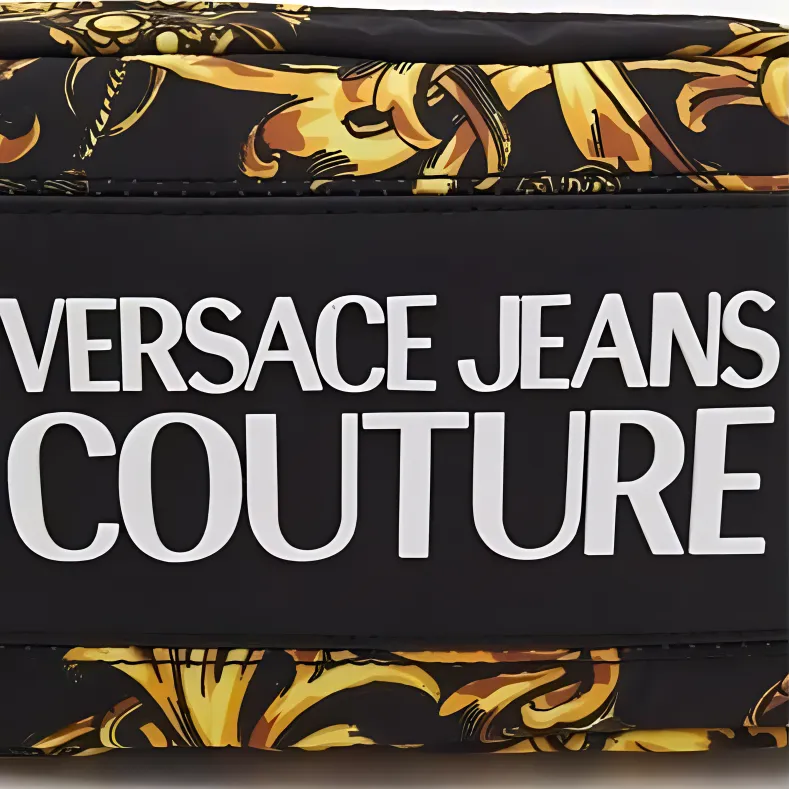 VERSACE Nylon Sling Bag Crossbody Bag Fanny Pack Unisex Black/Gold-3