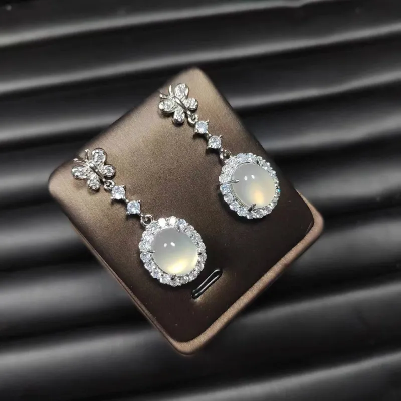 JUNWEN Chalcedony Stud Earrings Women's-5