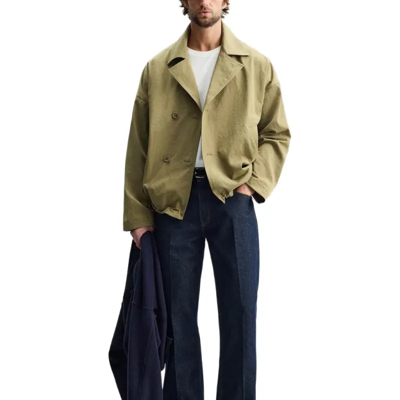 ZARA Trench Coat Men's Yellow Green-2