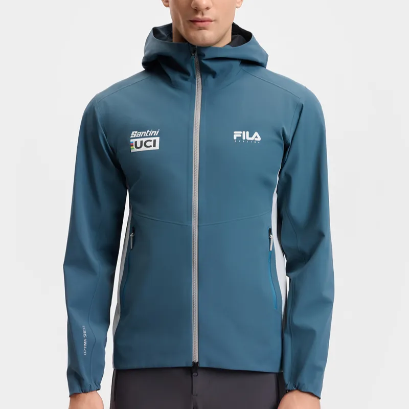 FILA CYCLING Waterproof And Windproof To Keep Warm Windbreaker Jacket Men's Reef Blue-3