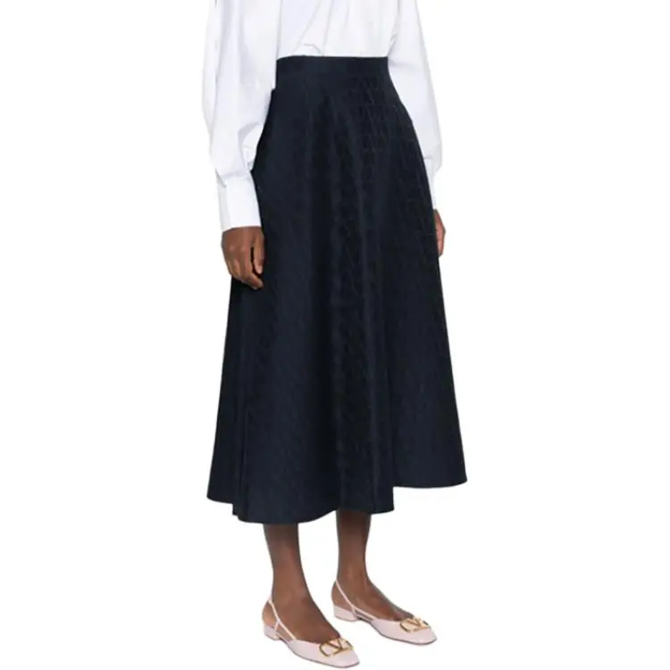 Valentino All Over Logo Patterned Pleated Skirt-3