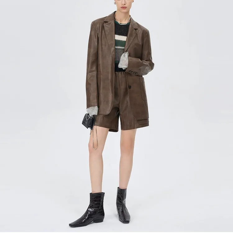 Self Who PU Leather Jacket Coat Women's-2