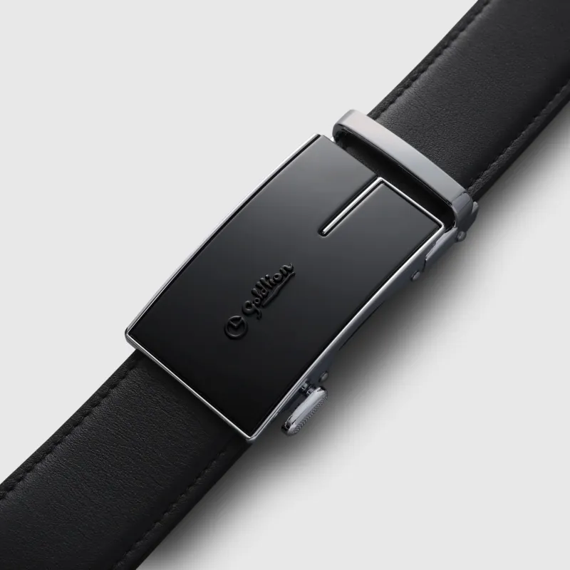 GOLDLION Top Grain Cow Leather Belts Men's Black 3.5cm-8
