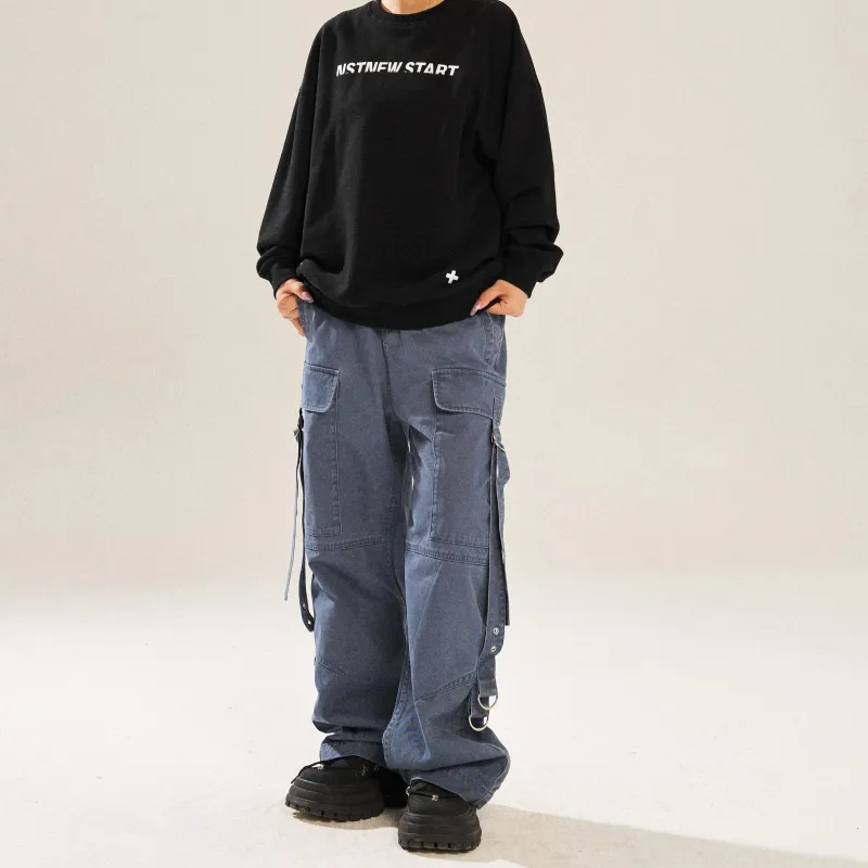 NSTNEW START Cargo Pants Unisex Vintage Blue-4