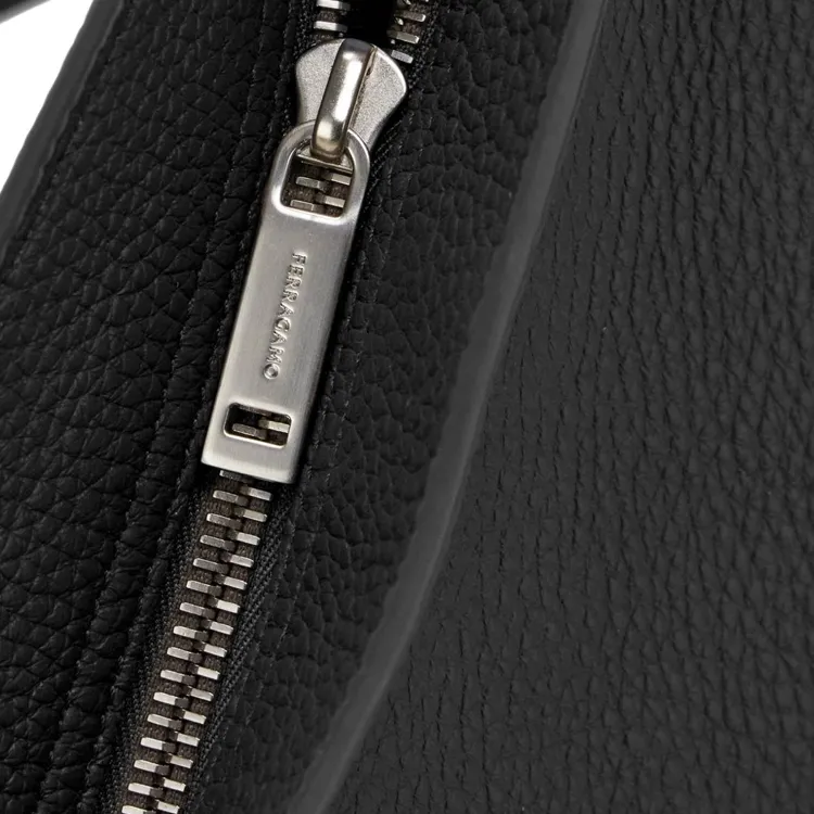 FERRAGAMO Calfskin Crossbody Bag Sling Bag Medium Size Men's Black-3