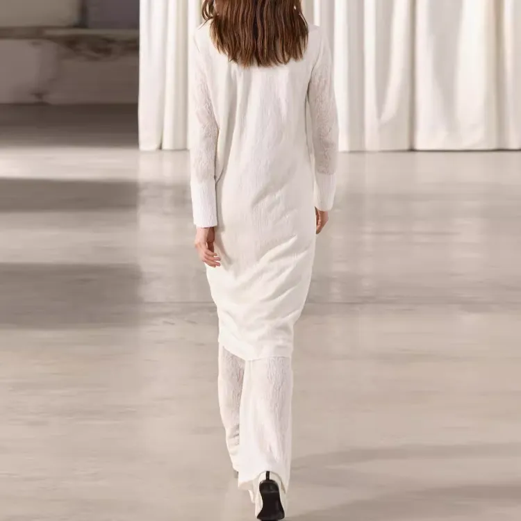 ZARA Long Sleeved Dress Women's White-2