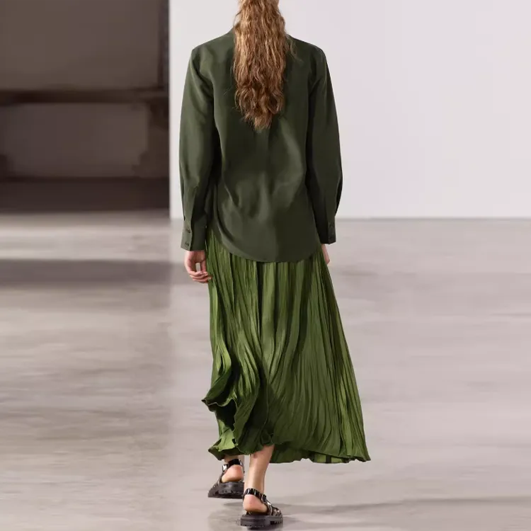 ZARA ZW Series Shirts Women's Green-2