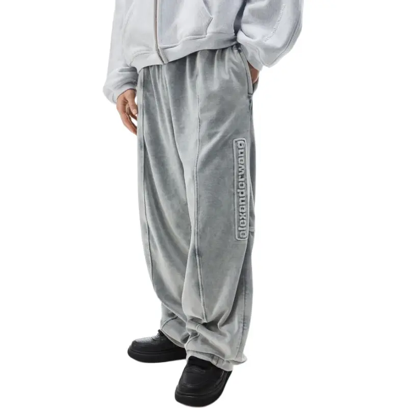Alexander Wang FW24 Knitted Sports Pants Unisex Charcoal Gray-2