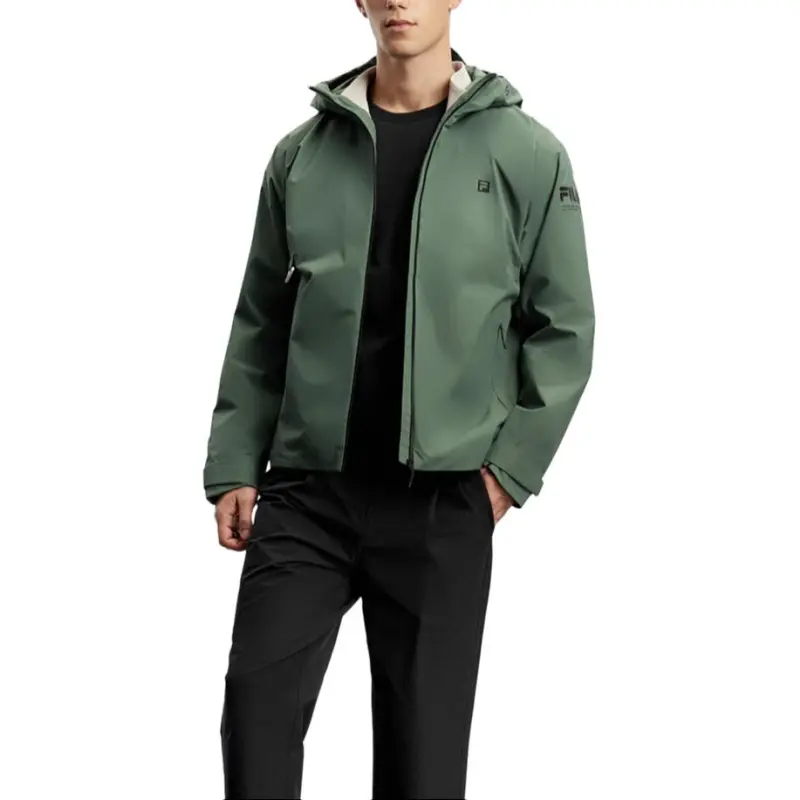 FILA Waterproof And Windproof Windbreaker Jacket Men's Siberian Green-3