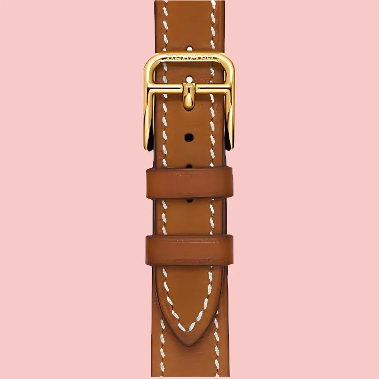HERMES Calfskin Watch Refurbishing 25mm Unisex Chestnut Gold WKB0061WK37103-4