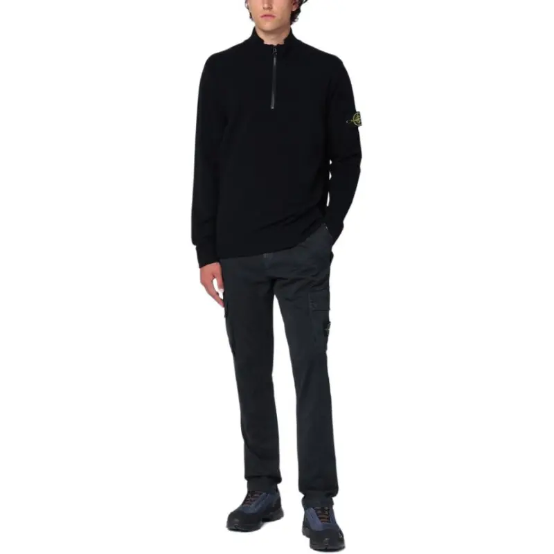STONE ISLAND Logo Patch Half Zipped Jumper-2