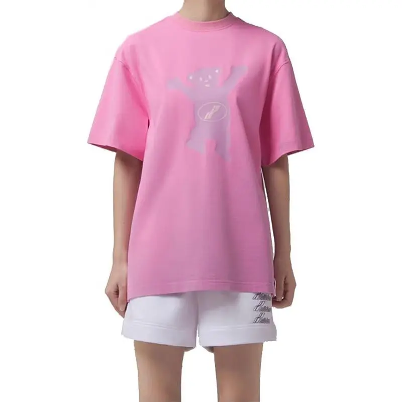 WE11DONE Drop Shoulder Sleeve T-Shirt Unisex Pink-3