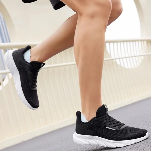 361° Cushioning, Wear Resistant Low Top Casual Running Shoes Men's Black White-4
