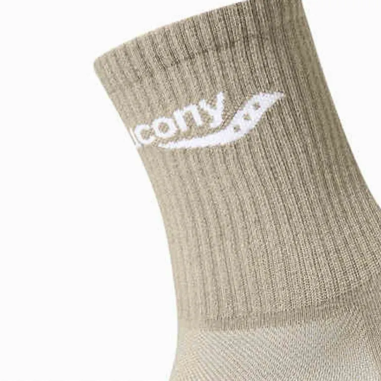 Saucony Polygiene Mid Calf Socks Unisex 1 Pack Light Khaki-1