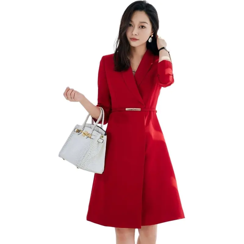 ONE SHALLOW Long Sleeved Dresses Women's Red-4