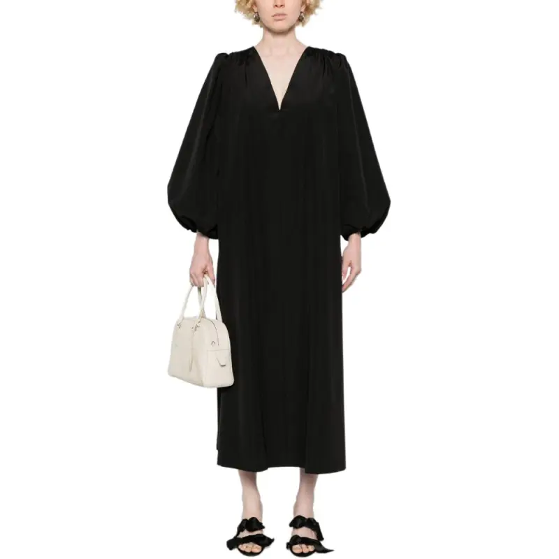 THE ROW Beauvoir V Neck Midi Dress-1