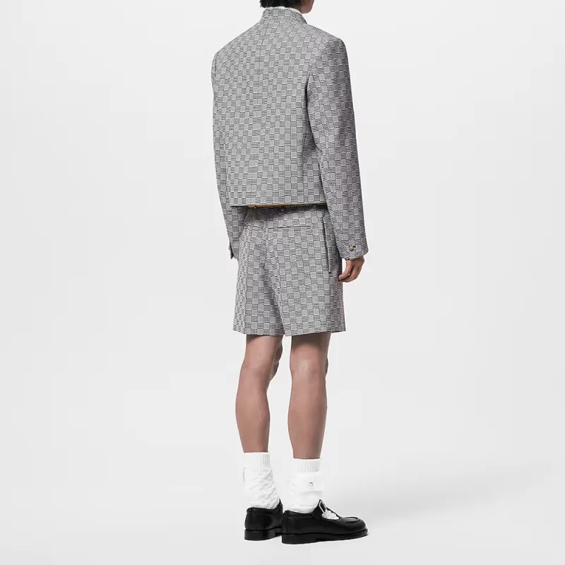 LOUIS VUITTON Damier Hounds Tooth Slim Wool Shorts-4