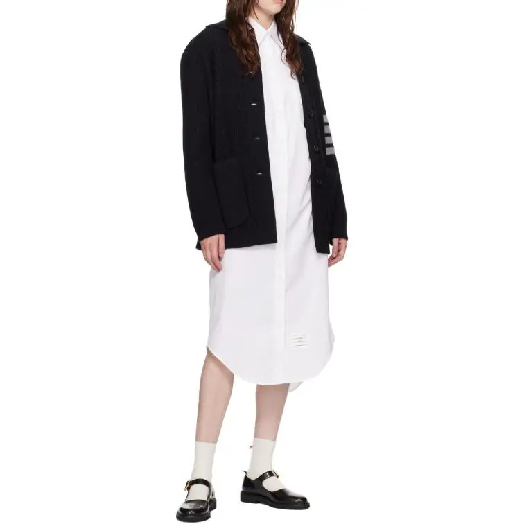 THOM BROWNE 4 Bar Button Up Cardigan-4