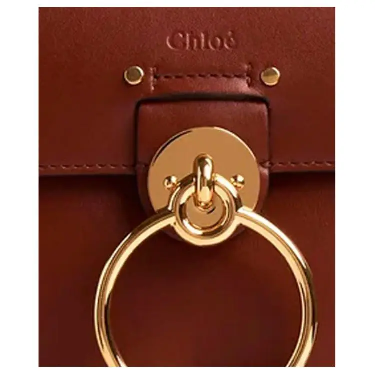 Chloe Tess Cow Leather Crossbody Bags Shoulder Bags Small Size Women's Tan-3