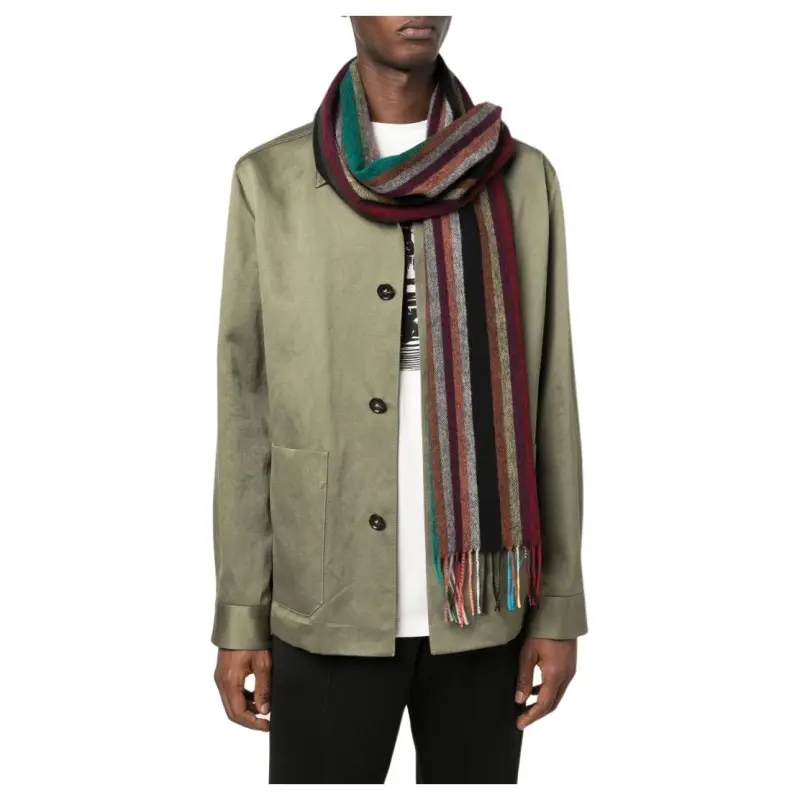 Paul Smith Striped Fringed Edge Scarf-4