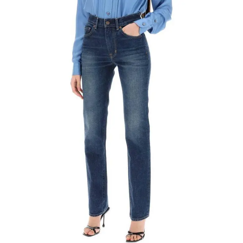 TOM FORD Logo Patch Straight Leg Jeans-2