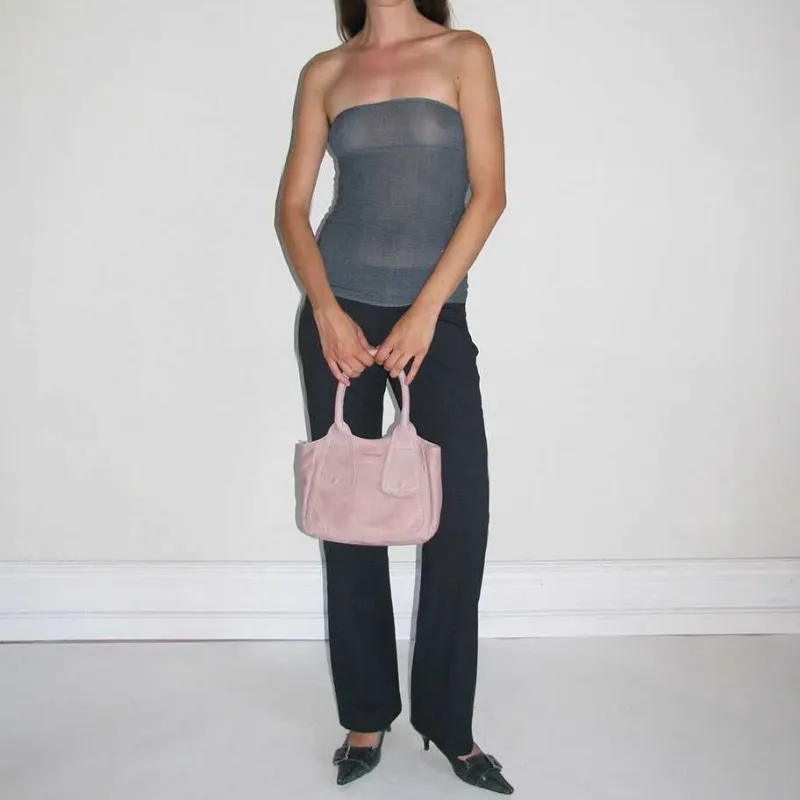 Paloma-wool Cow Leather Tote Bag Shopping Bag Shoulder Bag Handbag Small Size Women's Red/Pink/Light Green-5