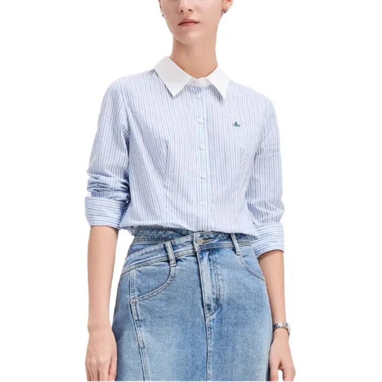 NAVIGARE Shirt Women's 0027 White Base Blue Pattern-1