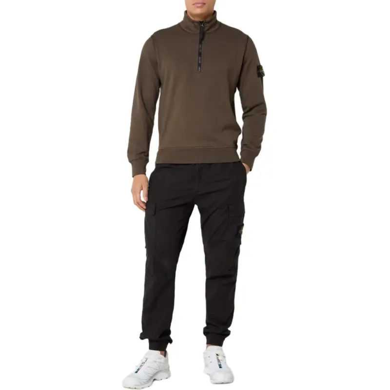 STONE ISLAND Logo Patch Half Zip Sweatshirt-2