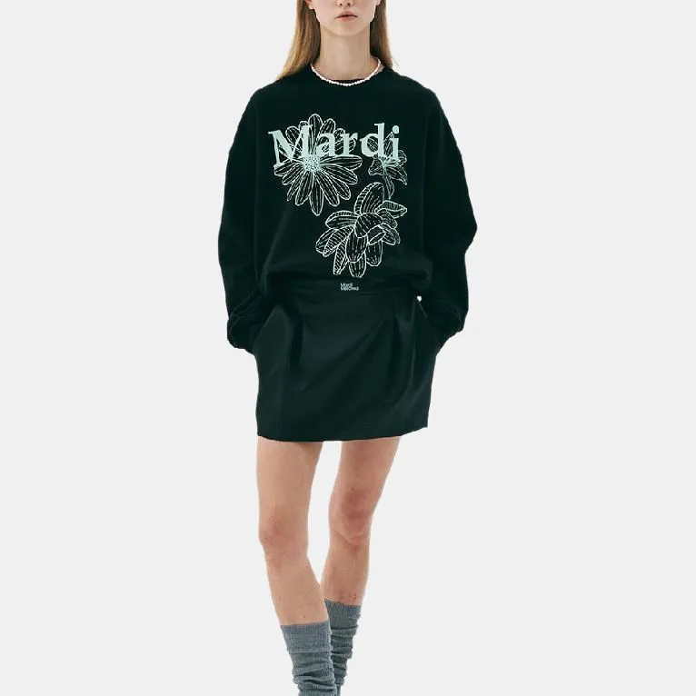 MARDI MERCREDI SS25 SWEATSHIRT TRIPLE FLOWER_BLACK MINT Sweatshirt Korean Style Women's Black/Mint-3
