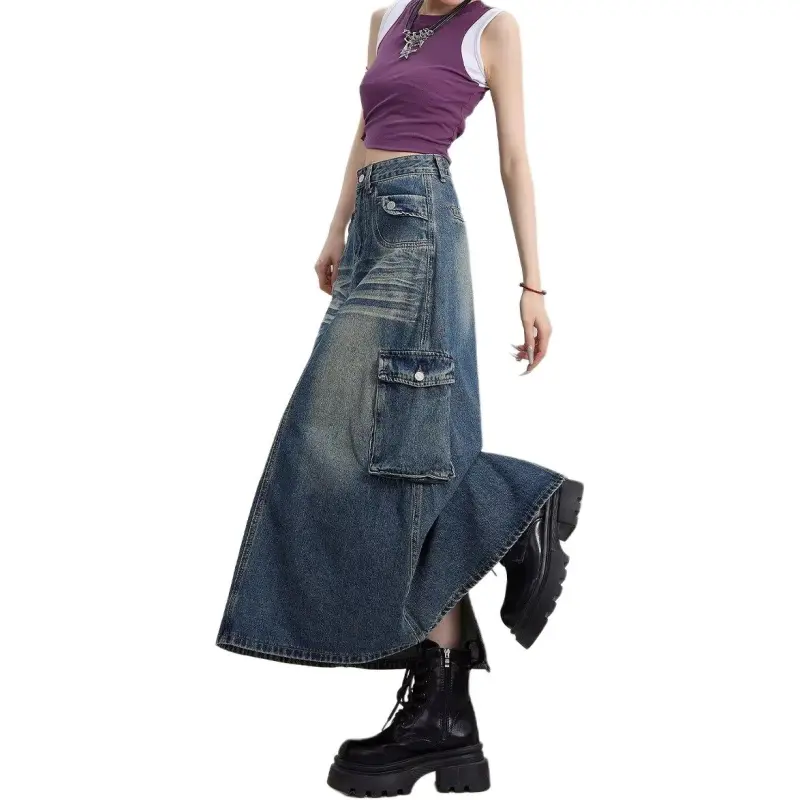 Concubine Zhu Denim Long Skirt Women's-4