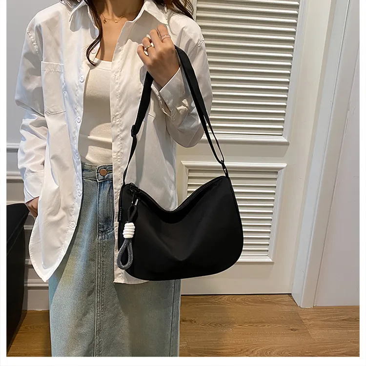 GOX Composite Cloth Shoulder Bag Regular Unisex White/Black/Sky Blue-5