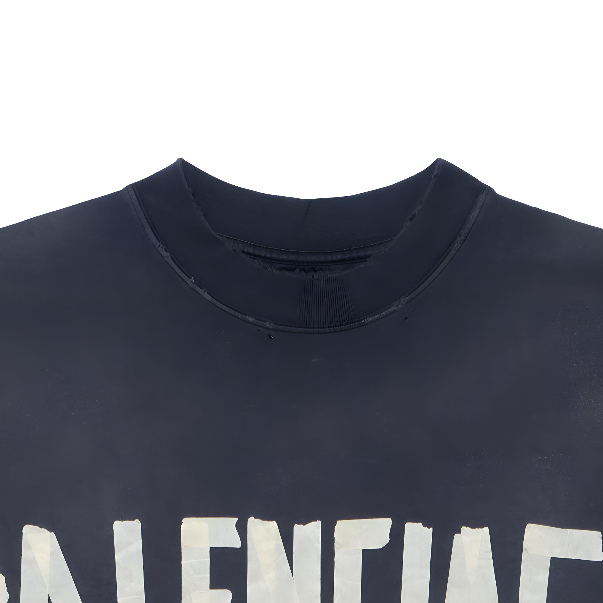 Balenciaga Men Tape Type Medium Fit T shirt Black Faded - POIZON Balenciaga Men Tape Type Medium Fit T shirt Black Faded - POIZON
