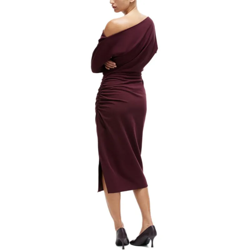 H&M Long Sleeved Dress Women's Burgundy-1