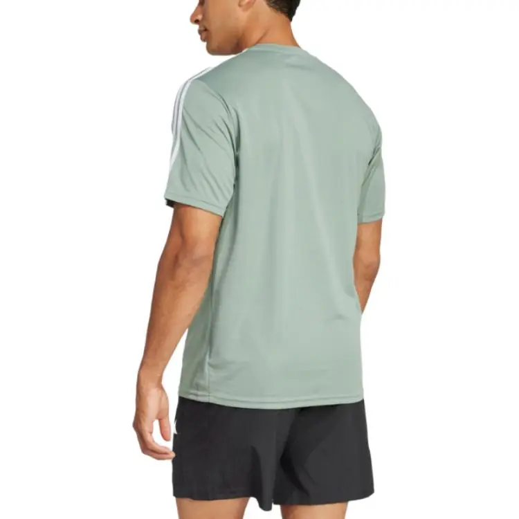 Adidas ESSENTIALS3 Stripes SS25 TRAIN AEROREADY T Shirt Men's Silver Green/White-2