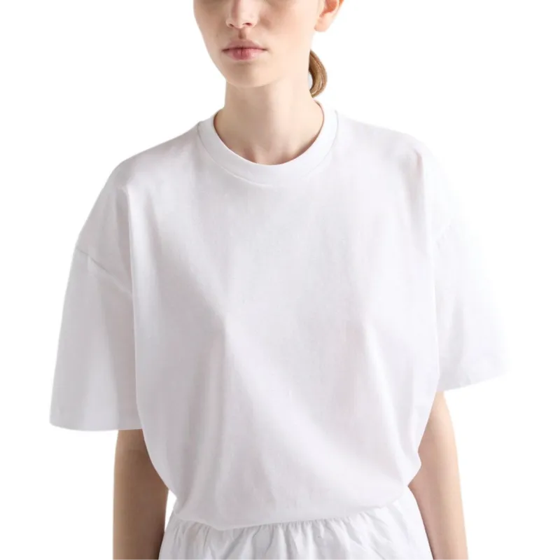 PRADA Drop Shoulder Sleeve T Shirt Women's White-3