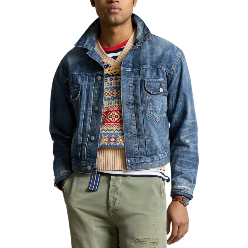 Polo Ralph Lauren SS24 Denim Trucker Jacket Denim Jacket Men's Blue-2