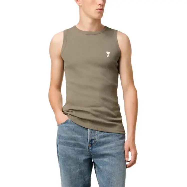 Ami Paris Ami De Coeur Logo Embroidered Knitted Tank Top-2