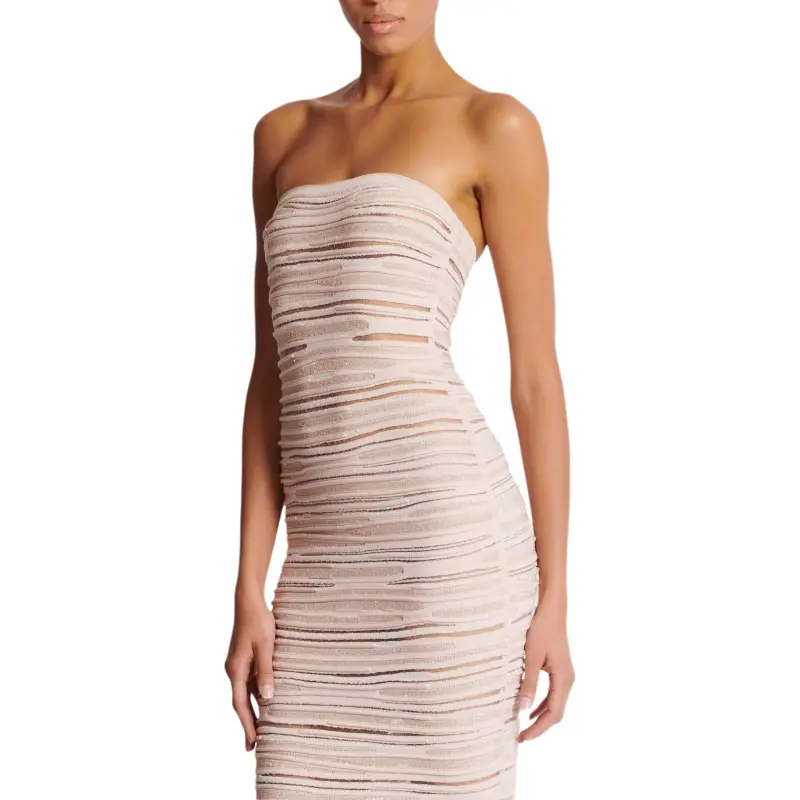 BALMAIN Strapless Knit Midi Dress-6