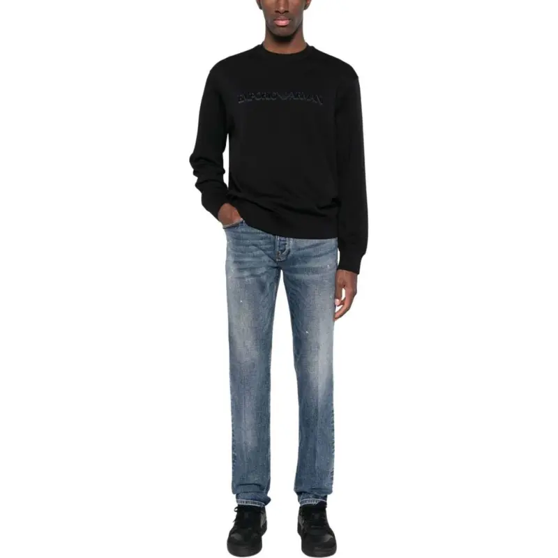 EMPORIO ARMANI Logo patch Cotton blend Tapered Jeans-8