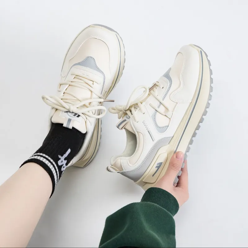 Warrior Anti Slip Wear Resistant Low Top Casual Shoes Women's Beige Gray-5