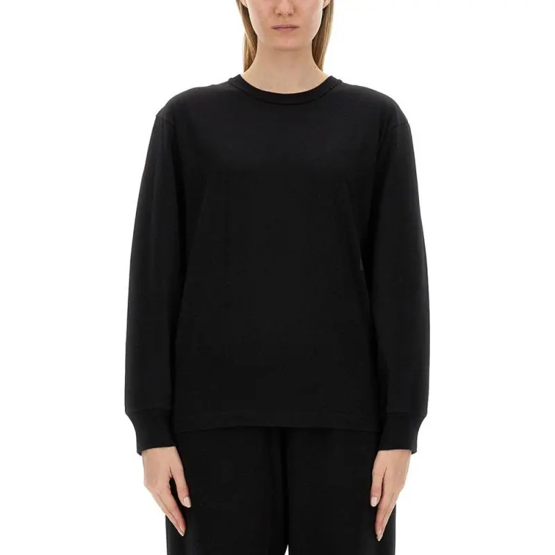 T By Alexander Wang Essential Puff Logo Jersey Long Sleeve Tee Black-4