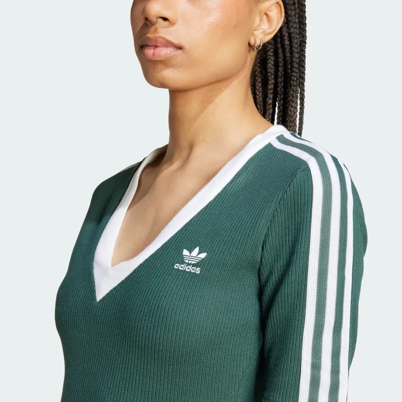 Adidas Originals Adicolor 3 Stripes Knit V Neck Dress-4